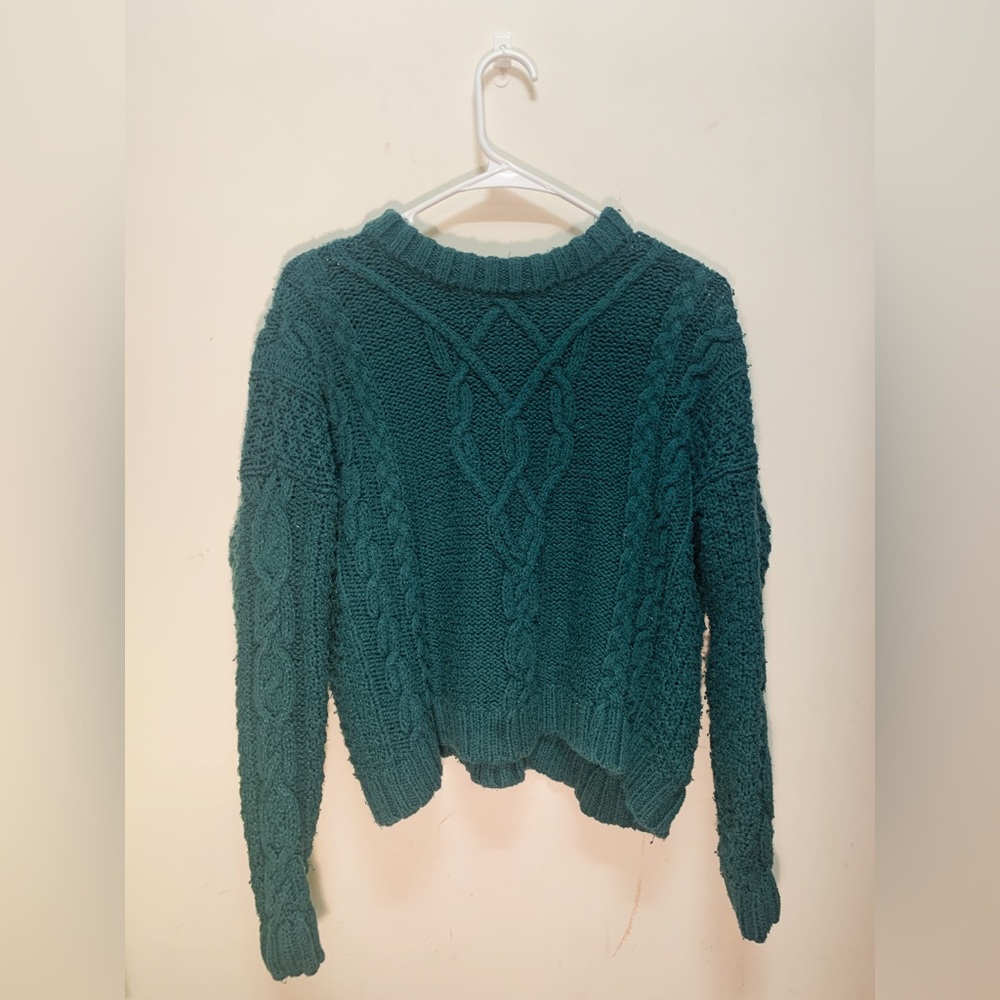 Aerie Emerald Green Cable Knit Sweater